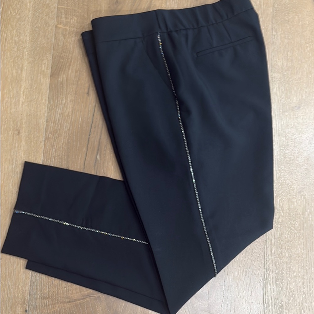 Talbot slim sz 12 Holiday Black Pants with Silver Accents rhinestone trim